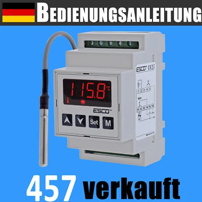 ESCO REGULADOR DE TEMPERATURA DIN carril DIN termostato digital sensor 150°C 20A 230V 12V 24V