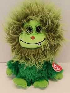 Ty Scoops Hairy Green Frizzy Fuzzy Monster Green Glitter Eyes Plush Stuffed Toy - Picture 1 of 15