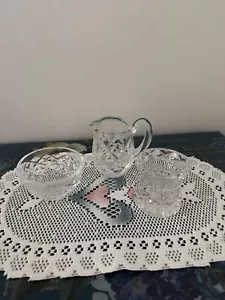 Waterford Kristall Diamantmuster Milchkännchen, Zucker & Zahnstocher Halter EUC - Bild 1 von 8