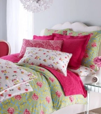 Pine Cone Hill Twin Duvet Cover Piper Floral Bold Floral Polka Dot Cotton Pink - Image 1 of 4
