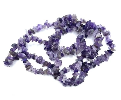 Amethyst Chip Health Good Energy Necklace Healing Crystal Stone 17” Artisan - Image 1 of 3
