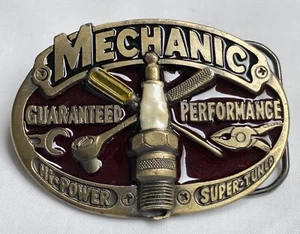 Great American Buckle US Mechanic Belt Buckle 1982 Pewter & Enamel - Picture 1 of 3