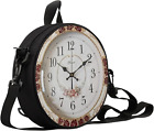Women Novelty round Clock Shape Zippered Clock Purses for Women Tote Handbag Sho