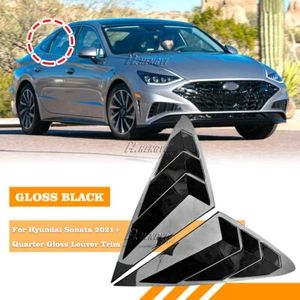 Gloss Black Rear Window Louver Shutter Cover For Hyundai Sonata Sedan 2020-2023 - Foto 1 di 3