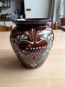 ältere Vase, bunte Keramik, 13x15cm, Nr. 209 - Bild 1 von 5