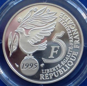 France 5 francs silver proof 1995 United Nations 50th Anniversary - Picture 1 of 2