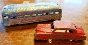 VINTAGE TOOTSIETOY DIECAST METAL GRAHAM LINER BUS AND RED CAR- PARTS & REPAIRS - Picture 1 of 7