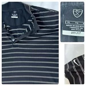 Nike Golf Dri Fit Men's Size XL Polo Shirt Short Sleeve Black And White Striped - Picture 1 of 6