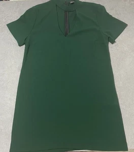Zara Mini Abito Medio, Scollato Con Scollo A Tuffo Verde Bottiglia - Foto 1 di 10