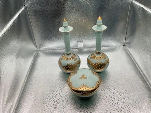 Lenwile Ardalt Japan (6) PC Vanity  Set-Perfume Bottles w Stoppers & Powder Jar - Picture 1 of 8