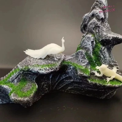 2 peças miniaturas mesa pavão escala 1:18 animais sem cor zoológico paisagem areia - Imagem 1 de 4