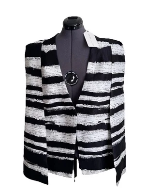 NWT Lavish Alice Women’s Black/white Collarless Cape Blazer UK 14 - Image 1 of 4