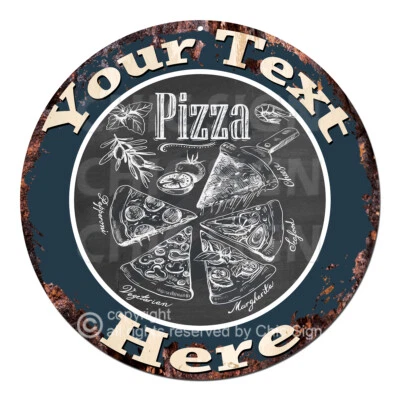 CP-0189 ANY NAME'S Custom Personalized White Pizza Metal Sign Decor Gift idea - Image 1 of 2