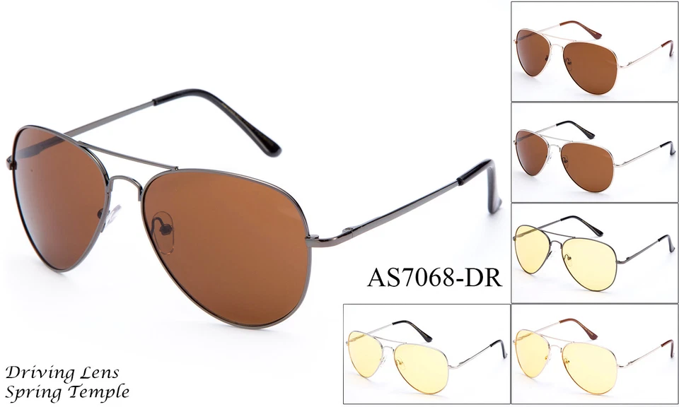 Óculos de sol de direção para visão noturna diurna estilo aviador UV400 dobradiça de mola - Imagem 1 de 2