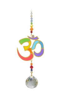 Colgante de bola de cristal símbolo hinduismo OM captador sol - arco iris cuerno de cristal colgante - Imagen 1 de 1