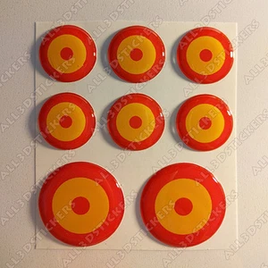 8 x Pegatinas Redondas Roundel España Españolas 3D Resina Cúpula Bandera Adhesivo Fuerza Aérea - Imagen 1 de 2