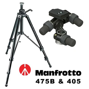 Manfrotto 475B Aluminium Pro Geared Tripod with 405 Geared Tripod Head - Picture 1 of 12