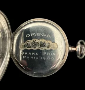 Antike seltene Omega Sterling Silber Taschenuhr funktioniert Grand Prix Paris 1900 - Bild 1 von 10