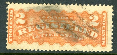 Canada 1875 QV Registered 2¢ Orange Scott #F1 VFU P17 - Image 1 of 4