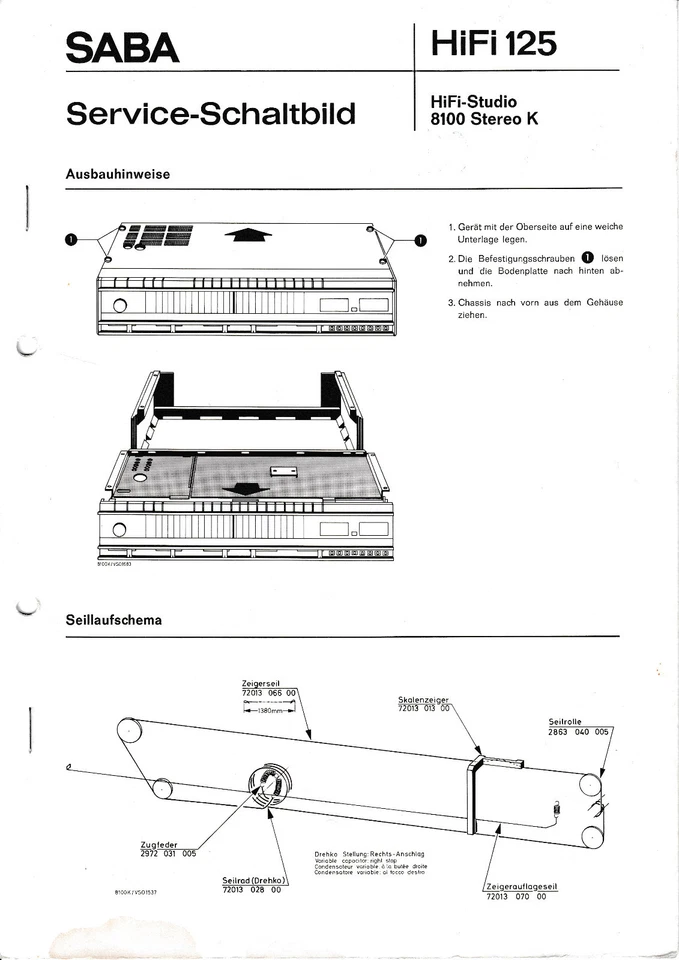 Service Manual-Anleitung für Saba HiFi Studio 8100  - Bild 1 von 1