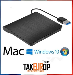 Portable Lecteur externe DVD RW CD Writer USB 3.0 Slim Reader pour ordinateur - Picture 1 of 8