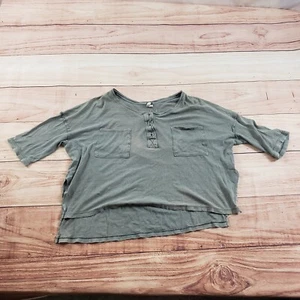 Free People Shirt Women Extra Small Blue Green Blouse Oversized Tunic Flowey ** - Picture 1 of 13