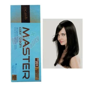 DCASH PERMANENT HAIR DYE COLOR CREAM NATURAL # MB 201 Darkest Brown - Picture 1 of 3