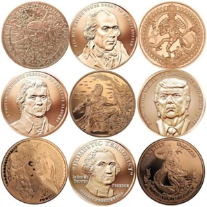 2017 Mini Mintage 1 oz .999 Pure Copper BU Round / Challenge Coin - 9 Designs - Picture 1 of 26