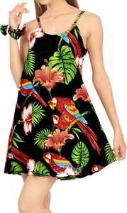 LA LEELA Women's Summer Casual T Shirt Dresses Beach Cover up Tank M Black_Z33 - Picture 1 of 3