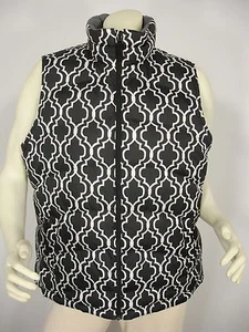 LANDS' END GEOMETRIC PRINT DOWN PUFFER SLEEVELESS JACKET VEST WOMEN'S L 14-16 - Picture 1 of 9