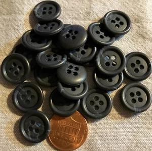24 New Charcoal Grey With Blue Veins Plastic Buttons Almost 5/8" 15MM Lot # 66 - Picture 1 of 1