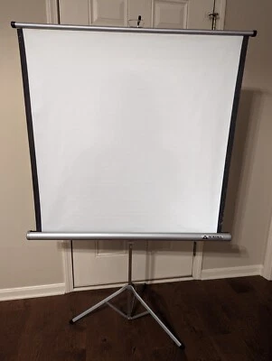 Vintage Aurora Conqueror 40x40 Tripod Projection Screen Slide Moive Theatre  - Image 1 of 4