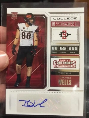 DAVID WELLS 2018 CONTENDERS COLLEGE TICKET AZTECS ROOKIE AUTOGRAPH AUTO RC!!!!!! - Image 1 of 2