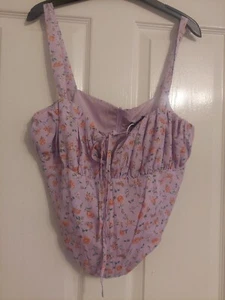 Top corsetto donna adolescente flora viola chiaro taglia 18 Boohoo - Foto 1 di 7