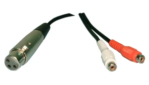 XLR Female 3-Pin Connector to 2-RCA Jacks Stereo Microphone Adapter 1' Cable NEW - Picture 1 of 3