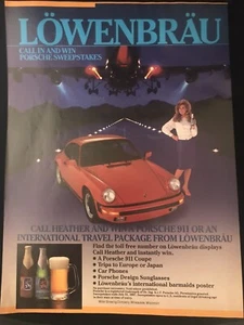 Anuncio impreso Lowenbrau Porsche 911 sorteo de autos vintage 1987 - Imagen 1 de 1