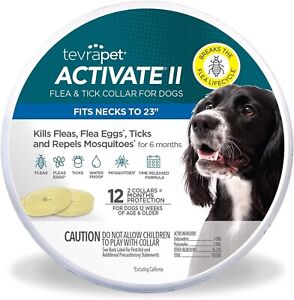 TEVRAPET ACTIVATE II FLEA & TICK COLLARS (2) FOR DOGS KILLS FLEAS, TICKS NEW