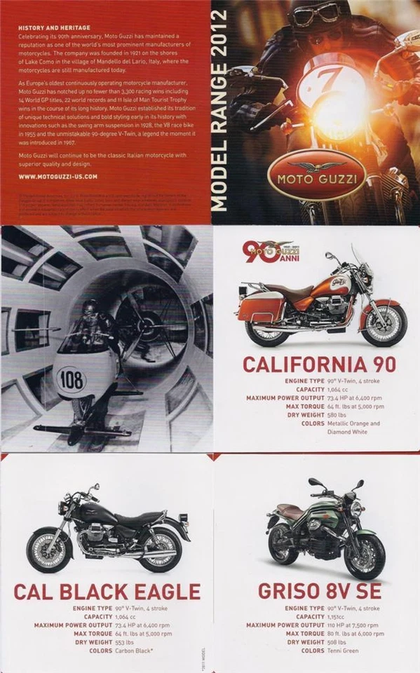 Moto Guzzi V7 2012, Griso, Norge, Stelvio, Sport, 4" pequeño formato folleto de ventas Foto 1 de 1