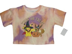 Girl's Pokémon Halloween Shirt Size XS, M, XL NEW Tye-Dyed Pikachu & Eevee - Picture 1 of 2