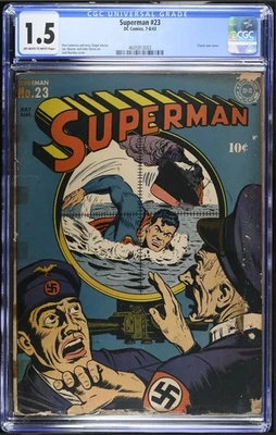Superman #23 CGC 1.5 Classic War Cover 1943 DC Golden Age Grail Nazi WWII Book - Image 1 of 2