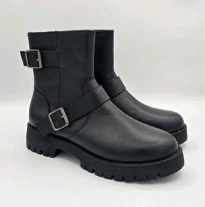 Steve Madden "Crusader" Stivali da donna in vera pelle con zip interna (nero) NUOVI - Foto 1 di 5