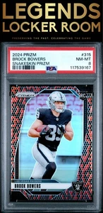 Panini Prizm #315 Brock Bowers Snakeskin Prizm 2024 PSA 8 - Imagen 1 de 2