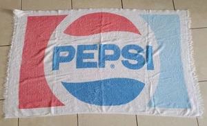 Vintage 80s Pepsi Soda Beach Towel Fringe Promo Red White Blue USA Advertising  - Picture 1 of 7