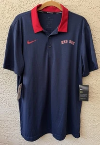 Nike MLB Authentic Boston Red Sox Navy Dri-Fit Baseball Polo Golf Large NEW - Picture 1 of 7