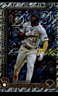 2025 Topps 582 Montgomery Club Parallel 581 Andruw Monasterio Milwaukee Brewers - Image 1 of 2