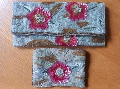 Accessorize Beaded Clutch Bag And Matching Purse Used Once Only - Image 1 of 4