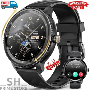 Smartwatch für Herren/Damen Wasserdicht Rund Smartwatch Bluetooth iPhone Samsung - Bild 1 von 8