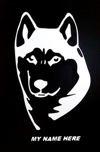 HUSKY HEAD CUSTOM DOG'S NAME VINYL DECAL STICKER 5 1/2" INCH - Picture 1 of 2