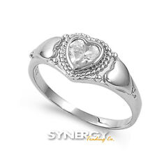 .925 Sterling Silver Love Sideways Heart Clear CZ Promise Ring Size 4-9 NEW