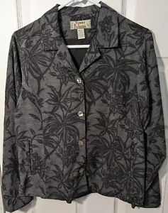 Tommy Bahama grigio nero taglia 10 seta shacket camicia giacca manica lunga foderata med - Foto 1 di 3